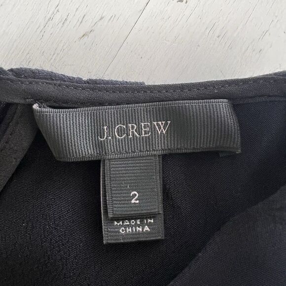 J. Crew Black Layered Sleeveless Blouse Top Women’s Size 2 Pleated Chiffon - Picture 8 of 10